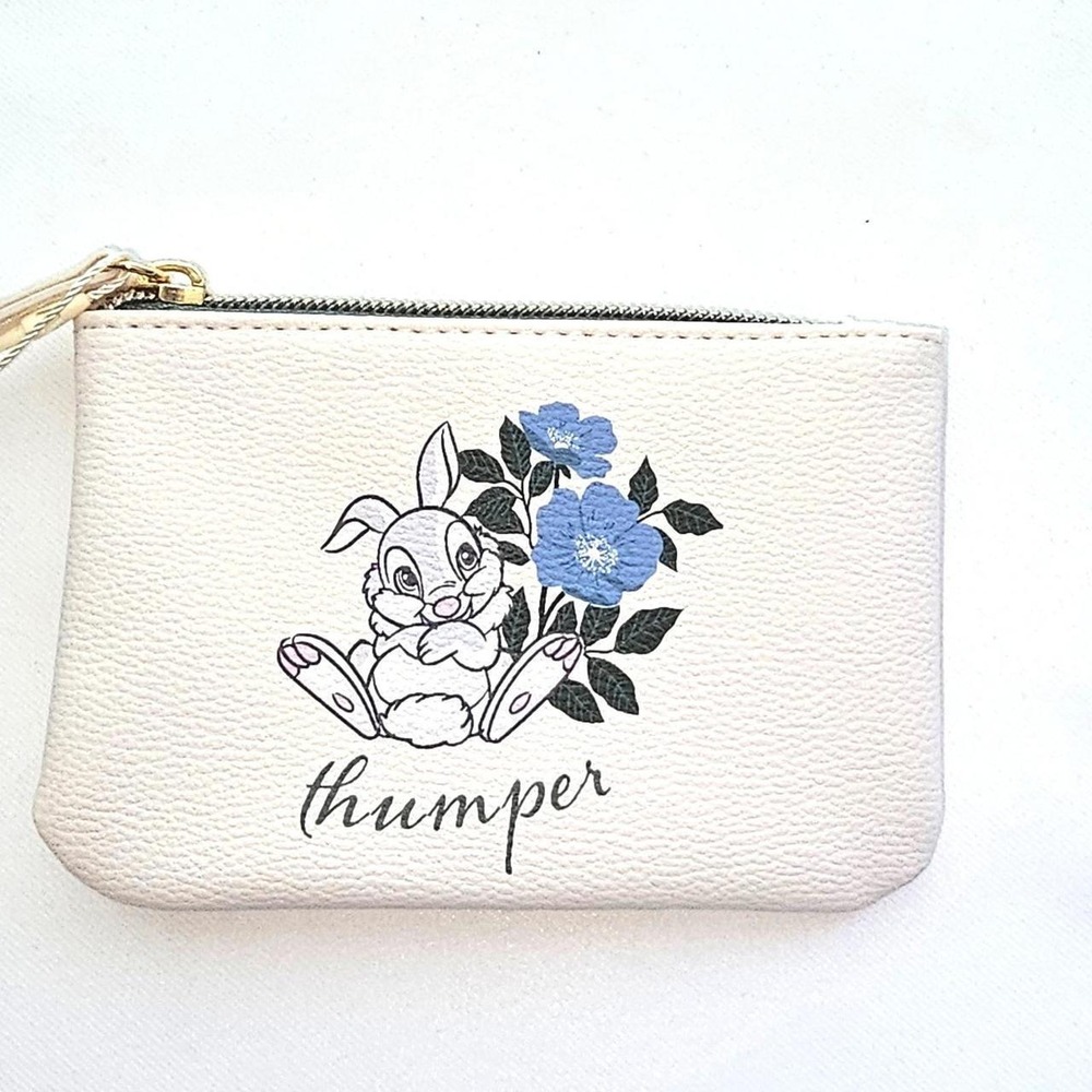 Disney Primark Bambi Thumper Coin Purse Cream Faux Leather Zip Pouch New